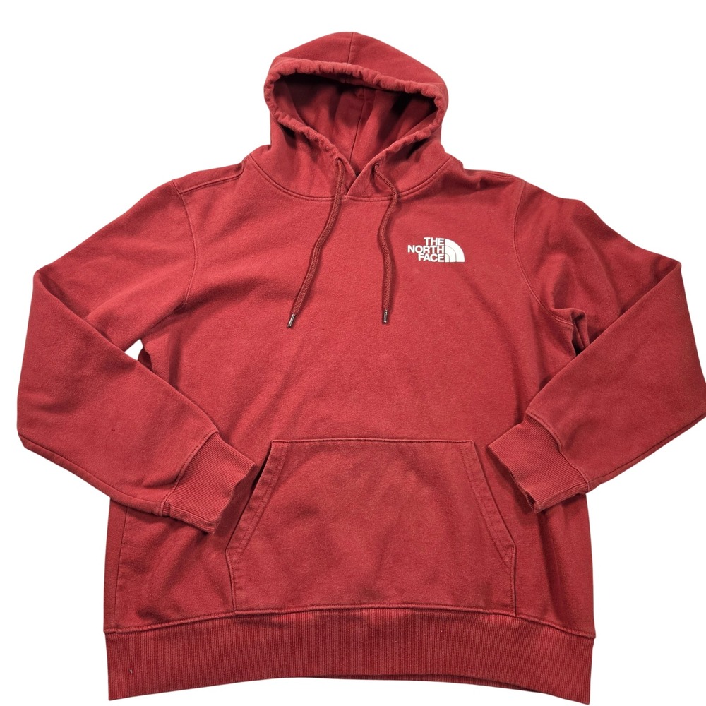The North Face Hoodie Mens Large Brown Box Logo Fleece Never Stop Exploring